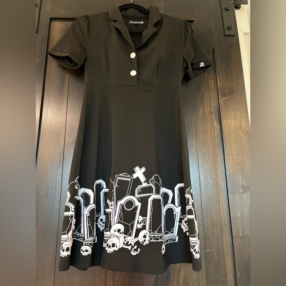 Sourpuss Black Garment with White Skull Detail